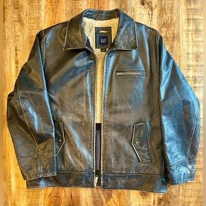 GAP Black Leather Jacket, XL